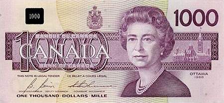 Money The Canada Guide Thousand Dollar Bill